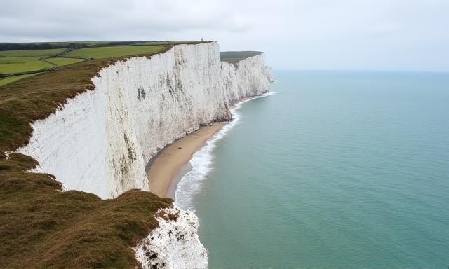 Falaises d'Étretat vue depuis la route côtière